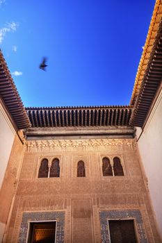 Alhambra Mexuar Courtyard Moorish Wall Windows Patterns Designs Granada Andalusia Spain  