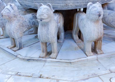 Alhambra Moorish Courtyard Lions Statue Fountain Patterns Designs Granada Andalusia Spain  