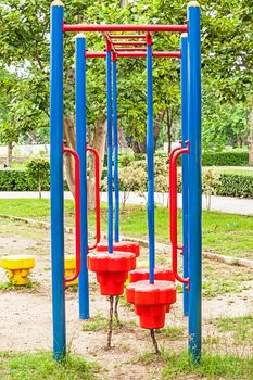 Colorful playground equipment in the public park