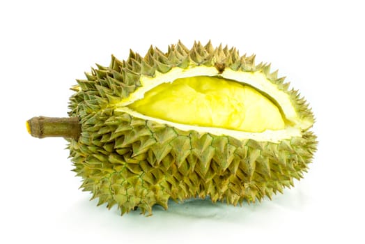 Durian is king of tropical fruit from southeast Asia isolated on white background