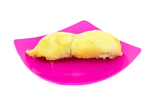 durian on dish and white background