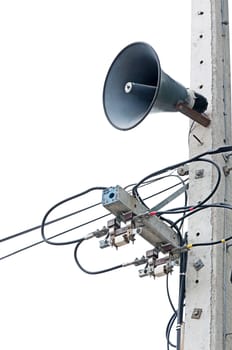 Loudspeaker on the electric pole.