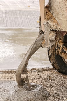 Pouring cement on the floor