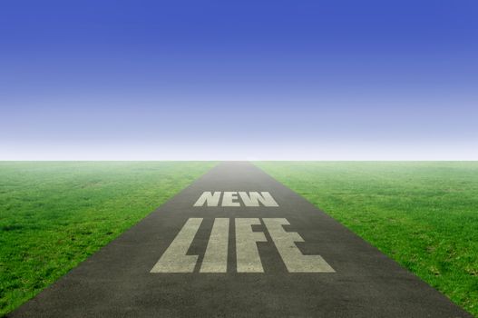New life, fresh start concept with open road leading towards the horizon