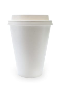 Paper coffee cup over a white background