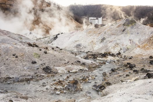 Famous Noboribetsu hot springs, Hokkaido, Japan