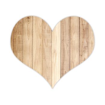 Wood heart shape isolated on white background