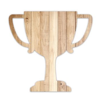 Wood trophy shape isolated on white background