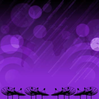 Satellite dish transmission data on purple background