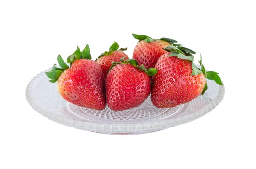 Organic Strawberry fruits nature on the glass dish