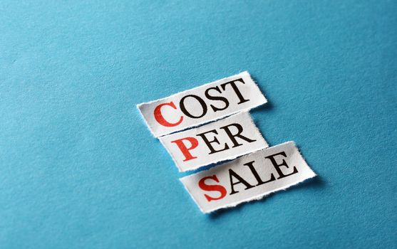 CPS cost per sale, words on cut paper hard light