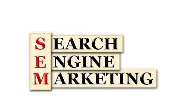 Conceptual SEM Searh Engine Marketing  acronym on white