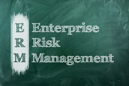 acronym erm - enterprise risk management on green chalkboard