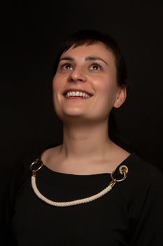 portrait of a stylish expressive woman in studio