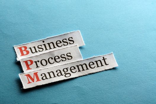 BPM business process management on blue paper