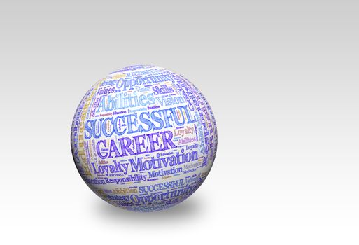 Career in word cloud  on 3d sphere .