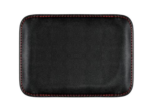 Leather case with red thread stitches  isolated on white background 