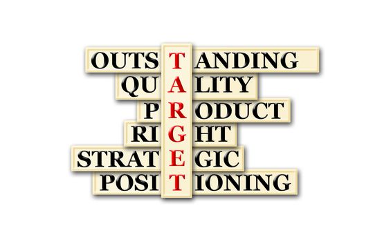 acronym of Target  and other  relevant words on green chalkboard
