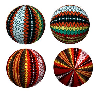 Collection of attractive decorative colored balls made of fabric. Suitable for Christmas and more.