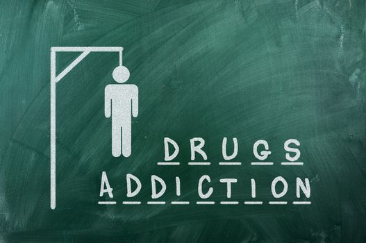 drugs adiction concept on blackboard