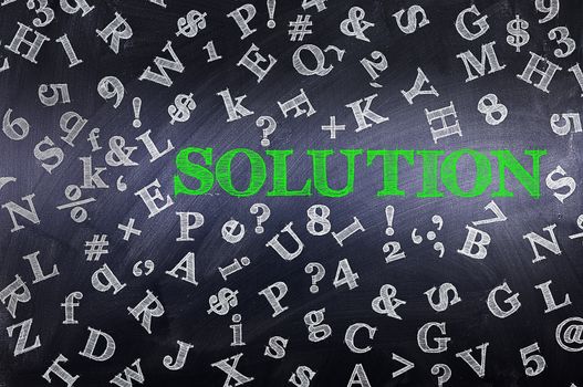 Solution concept in word tag cloud on blackboard