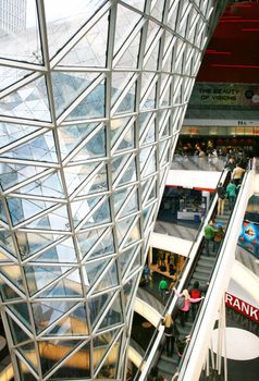 FRANKFURT AM MAIN, GERMANY, MAY The 3rd 2014: 
The MyZeil is a shopping mall in the city center of Frankfurt am Main, designed by Roman architect Massimiliano Fuksas.