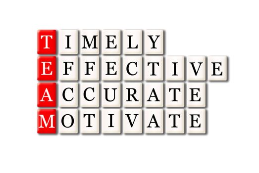 Acronym of Team - timely, effective,accurate, motivate