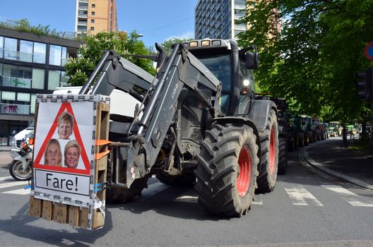 Norwegian farmers protest the Norwegian government's agricultural policies during a rally organized by the Norwegian Agrarian Association (Norsk Bondelag) in Oslo.