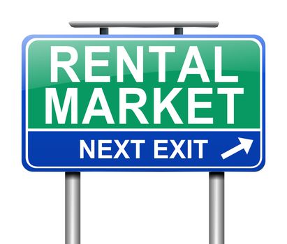 Illustration depicting a sign with a rental market concept.
