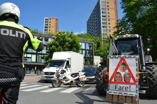 Norwegian farmers protest the Norwegian government's agricultural policies using tractors during a rally organized by the Norwegian Agrarian Association (Norsk Bondelag) in Oslo.