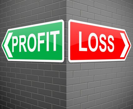 Illustration depicting signs with a profit or loss concept.