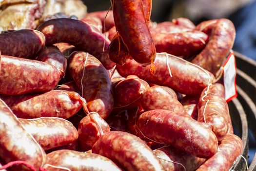 artisan sausages in a medieval fair