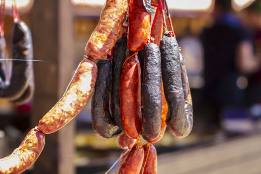 artisan sausages in a medieval fair