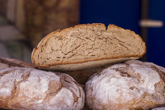 Handmade artisan bread in a medieval fair