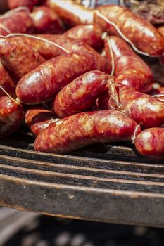 Barbecue, artisan sausages in a medieval fair