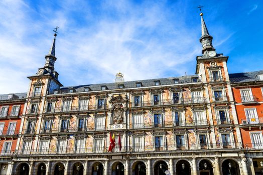 View of Statue of King Philips III, Plaza Mayor, Madrid, Spain