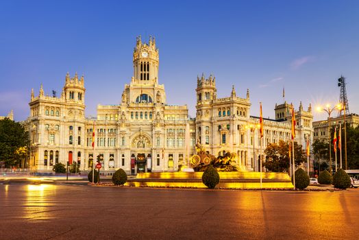 Plaza de la Cibeles (Cybele's Square) - Central Post Office (Palacio de Comunicaciones), Madrid, Spain. 