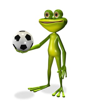 illustration  merry soccer player frog with ball