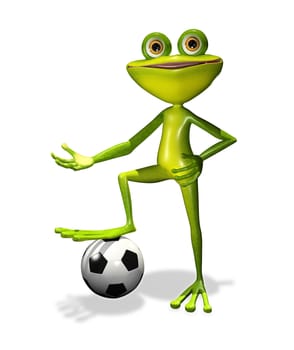 illustration  merry soccer player frog with ball