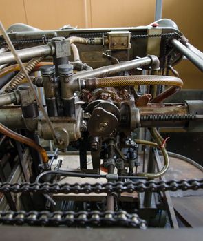 Detail of a rusted machine in abandoned factory