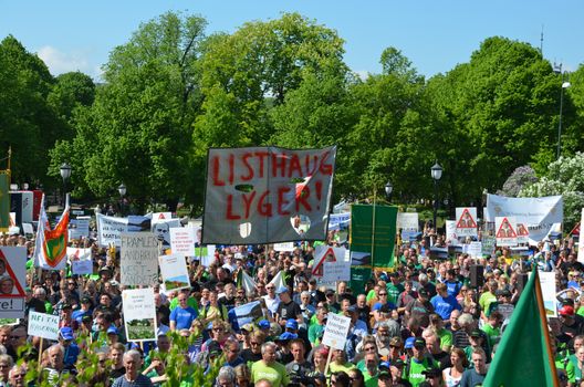 Norwegian farmers protest the Norwegian government's agricultural policies during a rally organized by the Norwegian Agrarian Association (Norsk Bondelag) in front of the Norwegian parliament in Oslo.