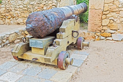 Cannons on the Roman walls of Tarragona, Catalonia, Spain 