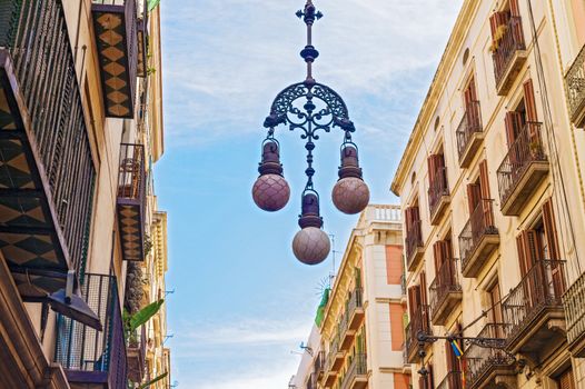 Example of Modernism street lamps in Barcelona, Spain