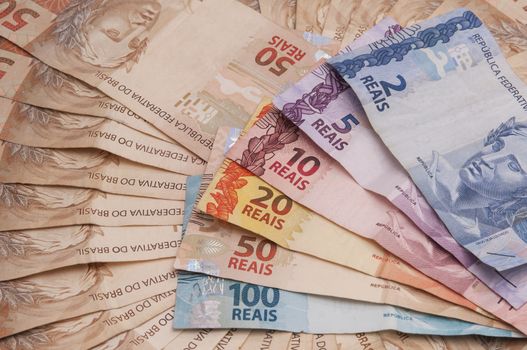 A few bills of brazilian currency (real)