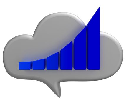 Busihess cloud and chart icon, isolated on the white