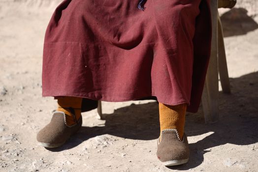 Foot Of Monk In Leh, India