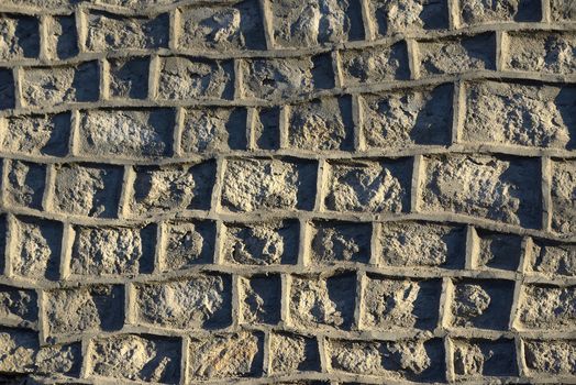 bricks wall on the road in Ladakh, Northern India