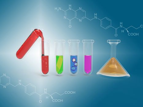 Illustration of a test tube Science with a flamboyant