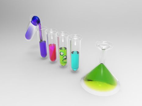 Illustration of a test tube Science with a flamboyant