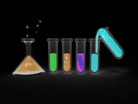 Illustration of a test tube Science with a flamboyant